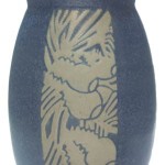 Stylized pinecones on this 5 3/4-inch vase are typical of the naturalistic decorations found on Overbeck pottery. This nice example sold for $7,475 at Treadway Toomey’s June 2007 auction.