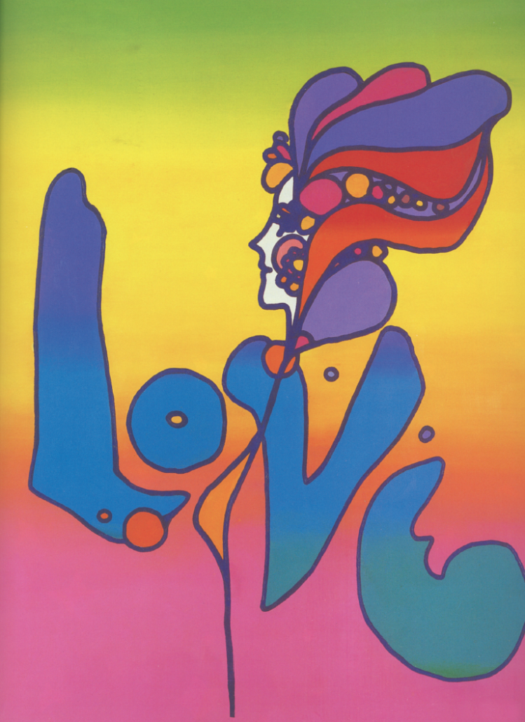 Peter Max, Love, 1968, acrylic and silkscreen on canvas; image courtesy The Art of Peter Max, Abrams, New York.