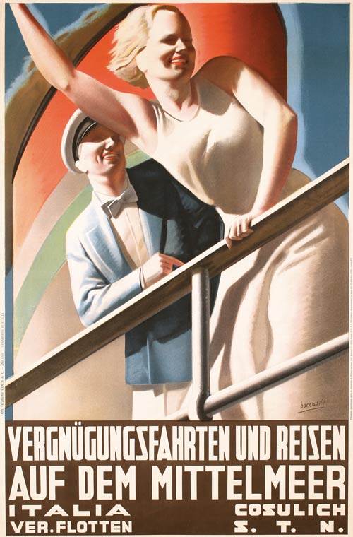 1934 Italian travel poster with German text, by Gino Boccasile. Image courtesy Poster Connection.
