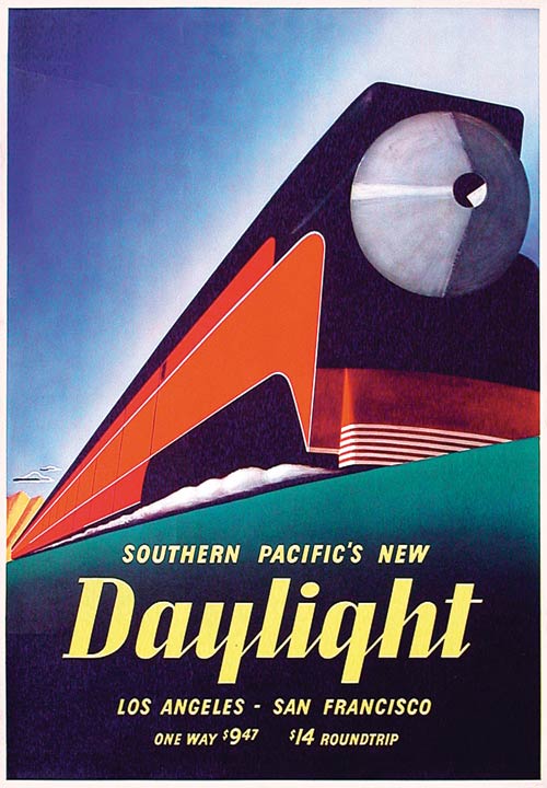 The Southern Pacific Lines advertisement, designed in 1937 by an anonymous artist, sold for $5,600 in a 2004 auction. Image courtesy Poster Connection.