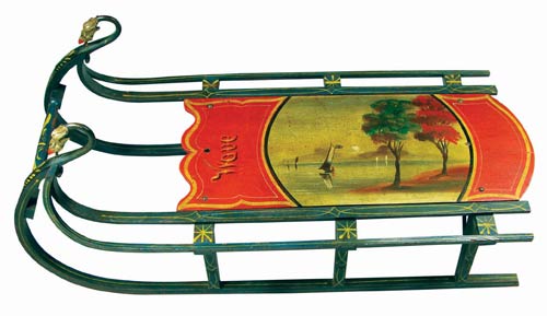 Child's sled, made as a Christmas present in 1893 for a boy who died and never got to use it (est. $10,000).