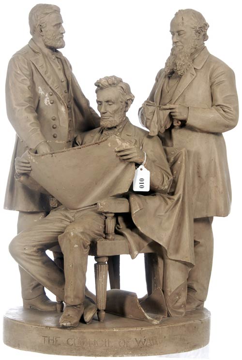 John Rogers' Council of War depicts President Lincoln, Gen. Grant and Secretary Stanton.
