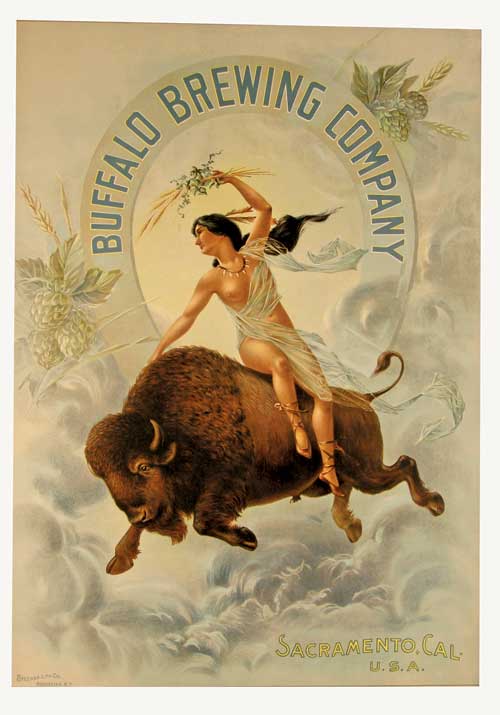 In mint condition in a period walnut frame, this paper sign advertising Buffalo Brewing Co. charged to $45,100. Image courtesy Showtime Auctions.