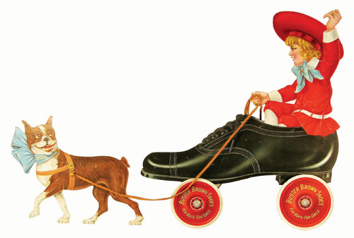 American Art Works Lithographers of Coshocton, Ohio, produced this Buster Brown Shoes tin sign, which sold for $20,900. Image courtesy Showtime Auctions.