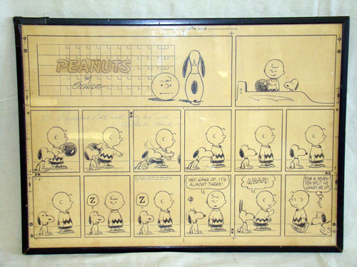 Four original Peanuts comic strips, including this Sunday page, brought a combined $98,000. Image courtesy Philip Weiss Auctions.