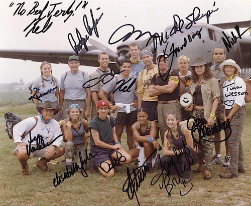 This color photograph was autographed by all 16 participants of the Survivor: Australia season. Estimate: $300-$400. Image courtesy Grey Flannel Auctions.