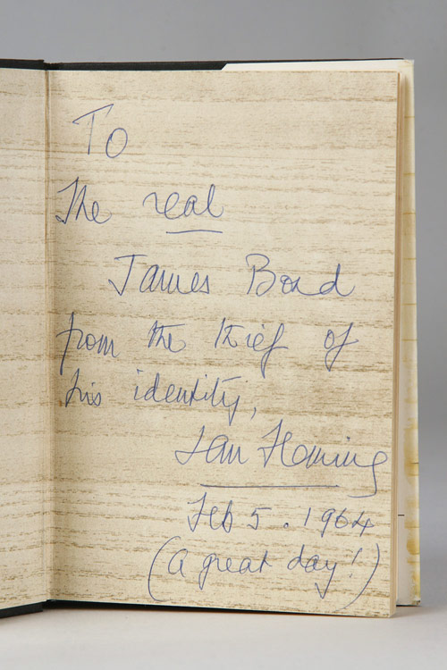 Ian Fleming's inscription. Image courtesy Profiles in History.