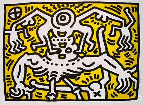 Keith Haring. Untitled Serigraph. 24 inches by 33 inches. 1986. Edition of 38. Hand signed and numbered in pencil. Certificate of authenticity included. Artwork in excellent condition. Estimate $48,000 - $55,000. Image courtesy Abercrombie Auctions International.