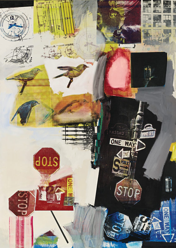 Robert Rauschenberg, Overdrive, 1963 — Oil and silkscreen ink on canvas, 84 inches by 60 inches. When this silkscreen-on-canvas work sold for $14,601,000 on May 14, 2008 as part of Sotheby’s New York Contemporary Art Auction, its price set a record for a Rauschenberg at auction and confirmed that the artist had achieved top-tier status. Image courtesy of Sotheby’s.