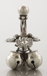 Hector Aguilar designed a group of floral brooches. This silver blossom pin on arched stem signed with initials HA, Taxco, and 990, circa 1940. Courtesy Cincinnati Art Galleries.