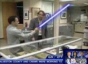 Profiles in History's Joe Maddalena shows TV Guide's 411 the Luke Skywalker light sabre that recently sold in their December 11 auction.