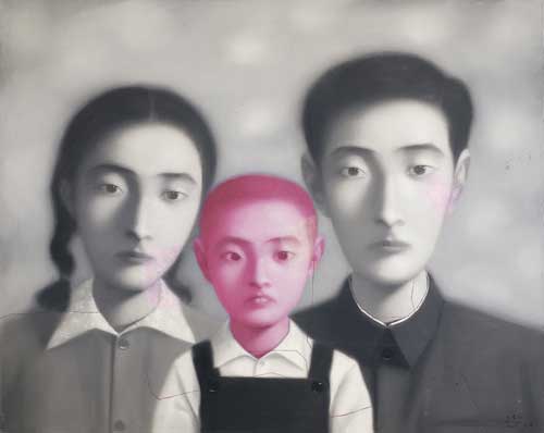 Painted a decade ago, Bloodline Series - Big Family by Zhang Xiaogang sold for $837,209. Image courtesy Ravenel.