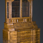 1770 German walnut parquetry bureau cabinet or schreibshrank, 89 inches tall, made expressly for Gernyeszeg, the Teleki family's baroque castle in Transylvania. Estimate: $15,000-$25,000. Image courtesy Quinn's Auction Galleries.