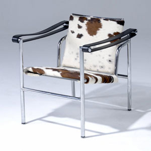 This chrome frame armchair with pony skin seat and back is by Le Corbusier. Photo courtesy Rago's.