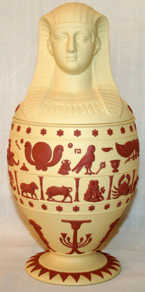 Circa-1980 Wedgwood Primrose and Terra Cotta Canopic Jar. Image courtesy LiveAuctioneers Archive and DuMouchelles.