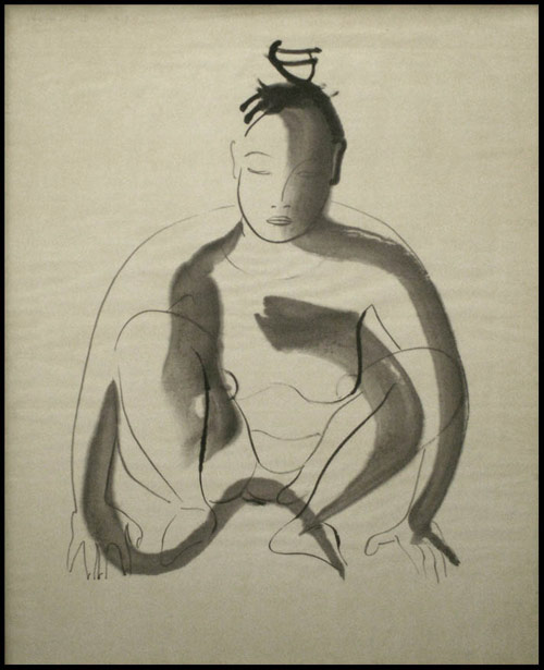 Isamu Noguchi, 1930, brush ink on paper (sheet 48 inches by 36 inches). Est. $10,000/$15,000. Image courtesy William Jenack Auctioneers.