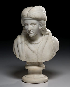 Minnehaha, a central character in Longfellow's epic poem The Song of Hiawatha, is the subject of this marble bust by American sculptor Edmonia Lewis. Estimate: $20,000-$30,000. Image courtesy Cowan's Auctions. 
