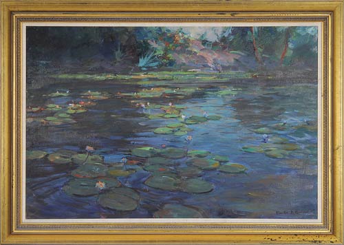 'Water Lilies' by Emile Gruppe. Estimate $30,000-$40,000. Image courtesy Julia Auctions. 