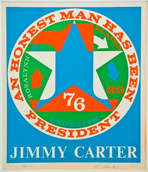 Robert Indiana proof, 'An Honest Man Has Been President: A Portrait of Jimmy Carter.' Courtesy Carter Center.