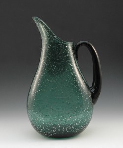 Tiffin produced a line of cased glassware named Mica in the early 1950s. Like most of Tiffin’s Mica pieces, this 12 1/2-inch pitcher is in the Pine color. Image by Tom Hoepf.
