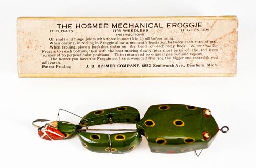 Hosmer Mechanical Froggie floating lure. Sold in Lang’s Fall 2008 auction.
