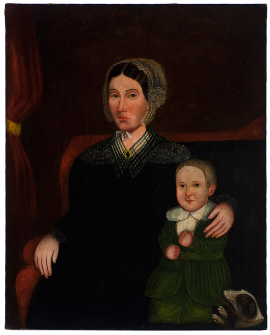 Portrait of woman and child, attributed to Sheldon Peck (1797-1868), $22,325. Image courtesy Cowan's Auctions.