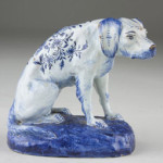 This Delft figure of a seated dog, circa 1800, could fetch $500-$800. Image courtesy Leland Little Auctions.