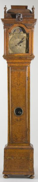This 18th-century tall case clock is signed 'Jan Beerninck/Amsterdam.' Image courtesy Leland Little Auctions.