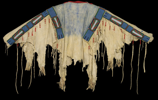 Circa-1870 beaded Crow warshirt. Estimate: $30,000-40,000) Image courtesy Manitou Galleries.