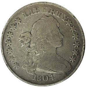The 1804 silver dollar stolen from the collection of Willis H. duPont in 1967, and recovered in 1993. Image courtesy National Numismatic Assn.
