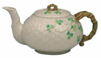 The black mark on the bottom of this Irish Belleek teapot indicates it was made between 1891 and 1926. It sold at Belhorn Auction Services in London, Ohio, for $132.