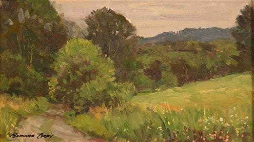 Summer Trees, oil on board, $400-$600. Image courtesy Royka's Fine Art & Antiques.