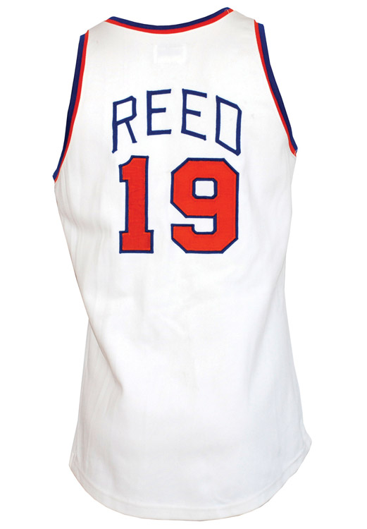 Willis Reed's 1973-1974 New York Knicks game-used knit home jersey. Image courtesy Grey Flannel Auctions.
