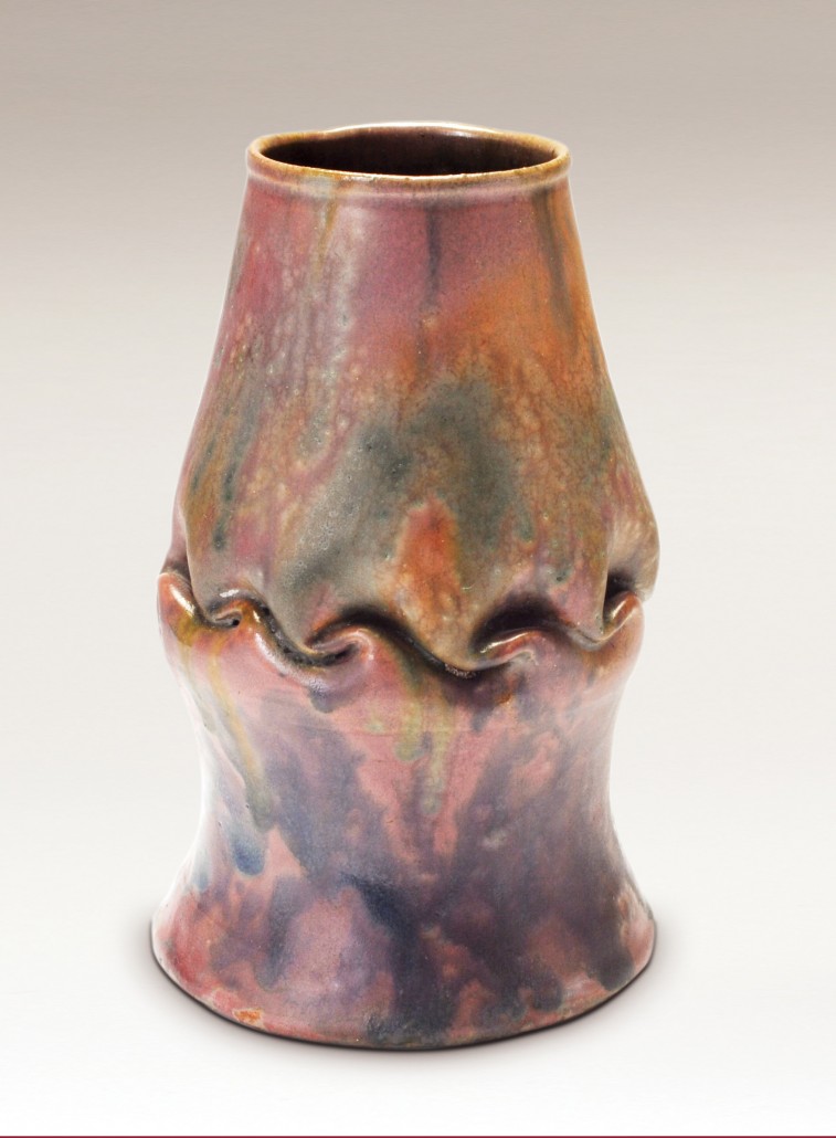 Vase with in-body twist, c. 1900, glazed ceramic, 6in x 3 3/4in. Collection of the Ohr-O’Keefe Museum of Art.
