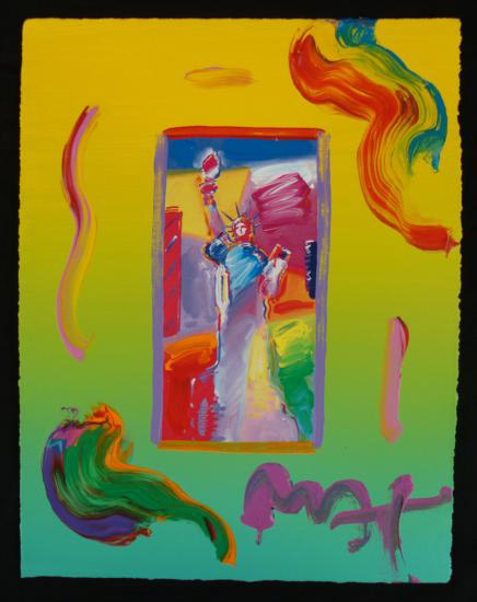 Peter Max created 'Statue of Liberty' using acrylic mixed media on paper. The 8 ½-by-11 painting is estimated at $1,650-$2,550. Image courtesy Universal Live.