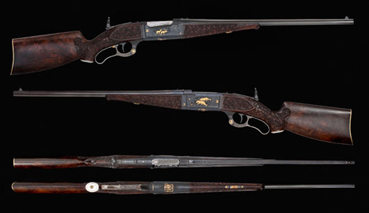 Raised gold inlaid Savage Model 1899 Takedown Rifle made for John F. Dodge. Image courtesy Cowan's Auctions.