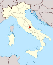 Location of L'Aquila, Italy. Map by NordNordWest, courtesy Wikipedia.