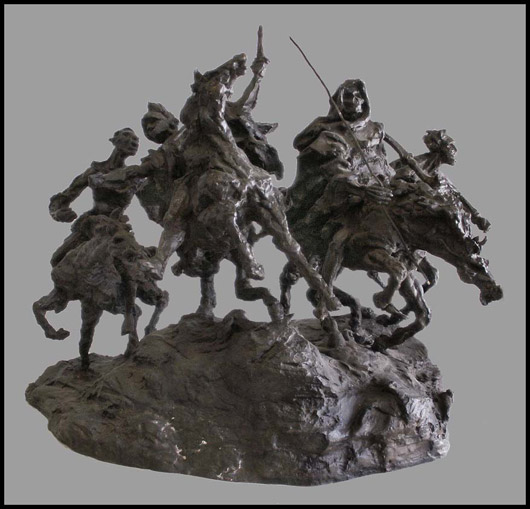 'The Four Horsemen of the Apocalypse' bronze signed 'Mattie Berhang 1973' carries a $6,000-$8,000 estimate. Image courtesy William Jenack Auctioneers.