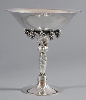 Georg Jensen designed this sterling compote that stands 10 inches tall. Image courtesy Skinner Inc.