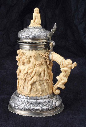 German silver and ivory tankard, late 17th or early 18th century, $11,163. Image courtesy Aberdeen Auction Galleries.