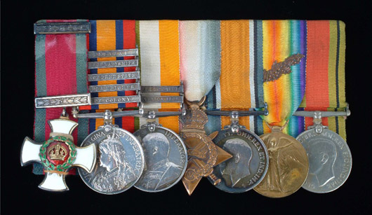 A group of seven Great War D.S.O. medals awarded to Lt. Col. H.F. Warden of the Queen's Regiment, that sold for £4,800 plus premium at Dreweatts in November.