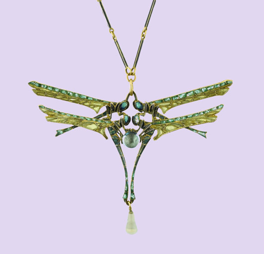 This dragonfly pendant by René Lalique is included in Woolley & Wallis's jewelry sale in Salisbury on April 30, where it is estimated at £30,000-40,000.