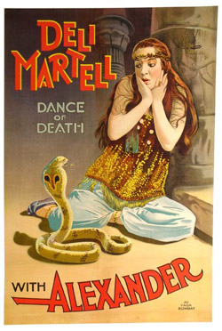Alexander (Deli) Martell 'Dance of Death with Alexander' poster, circa 1910, 27 3/4 inches by 41 inches. Estimate $4,500-$6,500. Image courtesy LiveAuctioneers.com/Potter & Potter.