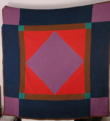 Nearly doubling its estimate, this hand-stitched quilt, 72 inches by 80 inches, sold for $4,560 at the April 2008 Slotin Folk Art Auction. Image courtesy Slotin Folk Art.