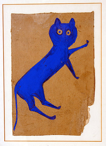Bill Traylor, born into slavery in 1854, painted his ‘Blue Cat' on cardboard circa 1939-1942. Just 7 inches by 11 inches, the unsigned work sold for $45,000 inclusive of the buyer's premium in May 2007. Image courtesy Slotin Folk Art.