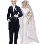 This bisque wedding cake topper is 7 inches high, taller than most. It was made about 1920 by Hertwig and Co., a German firm that also made dolls and dishes. Theriault's of Annapolis, Md., auctioned it last summer for $504.