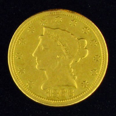 From the gold rush era comes this 1868-S $2.5 U.S. Liberty Head-type coin. Image courtesy GovernmentAuction.com. 