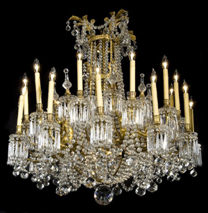 The drip pans on this Louis XV-style chandelier are marked 'Baccarat.' Image courtesy Dallas Auction Gallery.