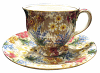 This cup and saucer by Royal Winton in the Marguerite pattern was sold recently by Columbia River Treasures at Rubylane.com for $35.