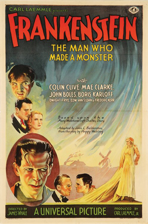 A one-sheet poster for the 1931 horror classic Frankenstein sold for $180,000 in April. Image courtesy Profiles in History and LiveAuctioneers.com Archive.